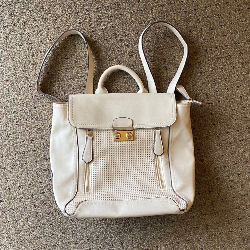 Ivory with Gold Accents Backpack/Purse